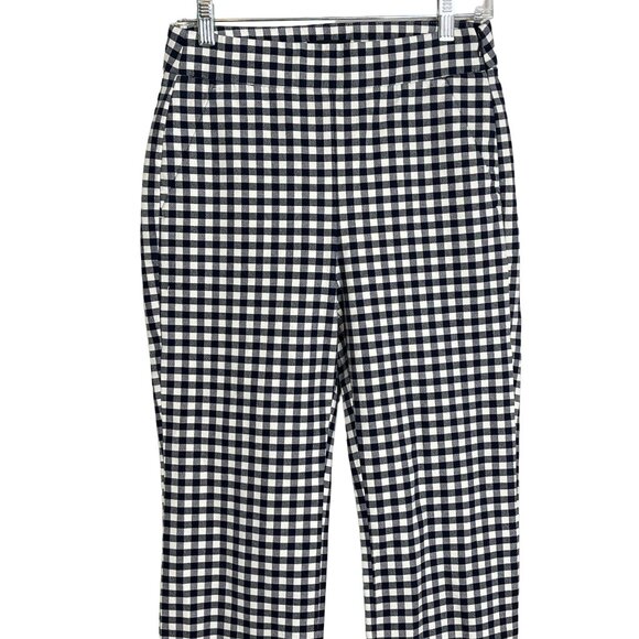 J Crew Women’s High Rise Straight Pants Size 4 Navy Blue White Plaid Gingham - Picture 2 of 12